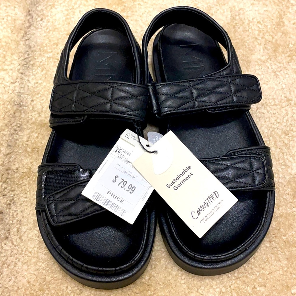 NWT Mango quilted strap sandals